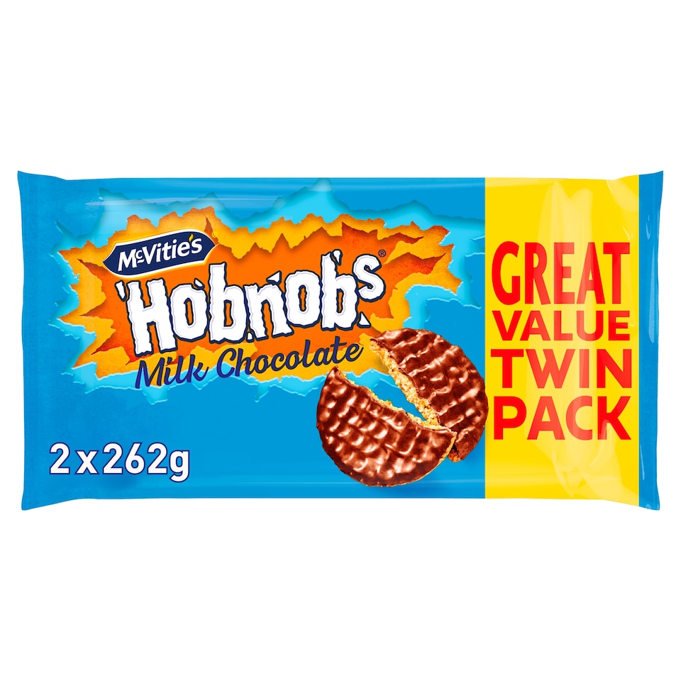 McVitie's Hobnob's The Oaty One Milk Chocolate Biscuits Twin Pack 2 x 262g