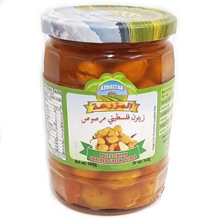 Image of Al Mazraa Cracked Green Olives 560G