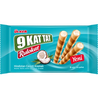 Image of Ulker 9 Kat Tat Rulokat Wafer Rolls With Coconut Cream 150g