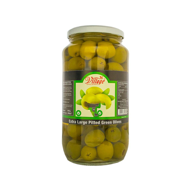 Image of Village Extra Large Pitted Green Olives 907g